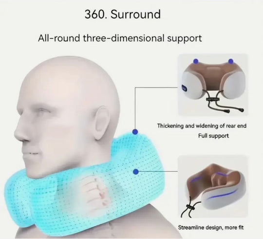Neck Massage Pillow Electric Rechargeable U-Shaped Travel Custion Stress Relief
