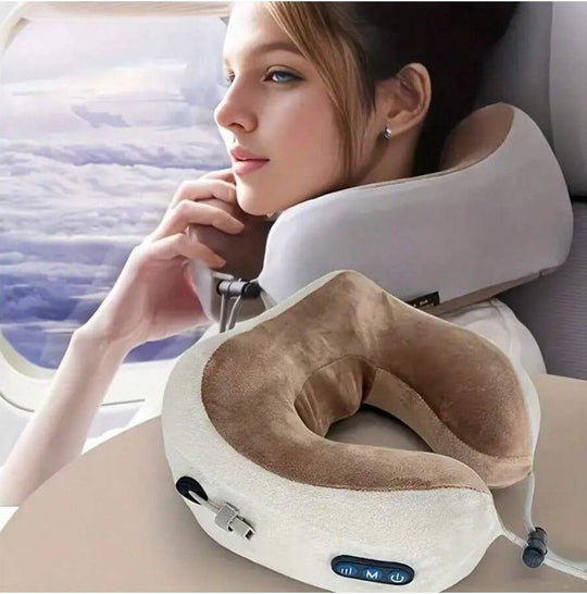 Neck Massage Pillow Electric Rechargeable U-Shaped Travel Custion Stress Relief