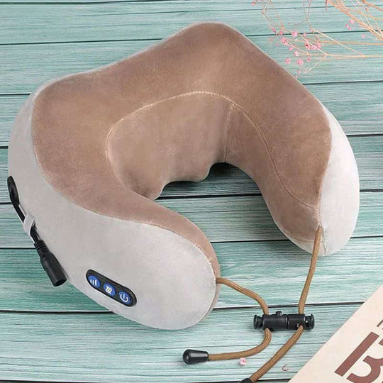 Neck Massage Pillow Electric Rechargeable U-Shaped Travel Custion Stress Relief